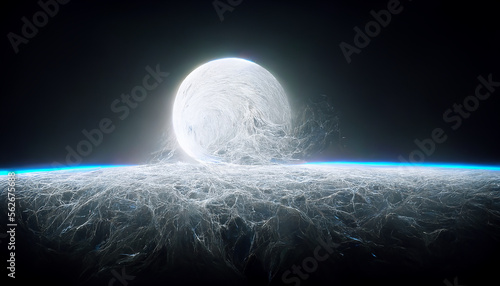  Surreal dream of a moon tangled with the Earth twisting itself nightmare mental illness