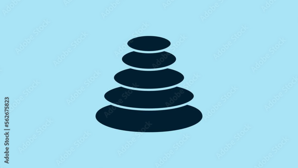 Blue Stack hot stones icon isolated on blue background. Spa salon accessory. 4K Video motion graphic animation Blue Stack hot stones icon isolated on blue background. Spa salon accessory. 4K Video motion graphic animation