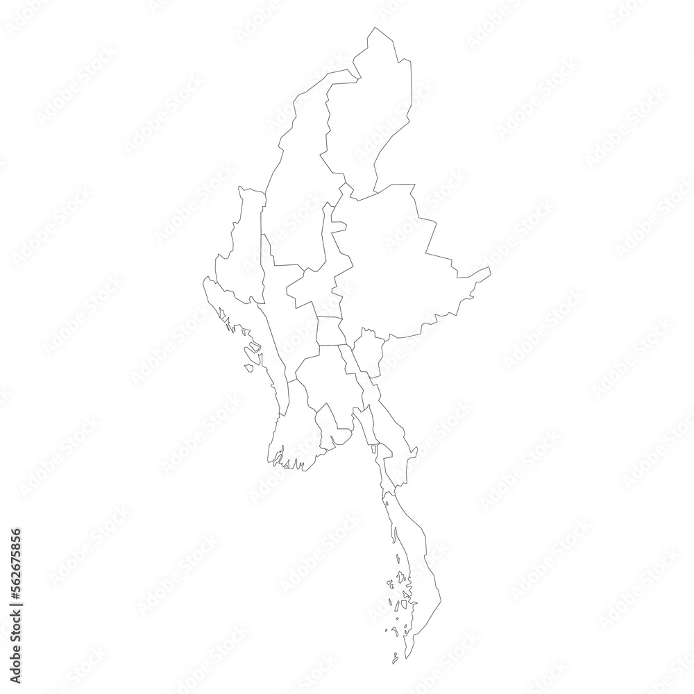 Myanmar political map of administrative divisions Stock Vector Adobe