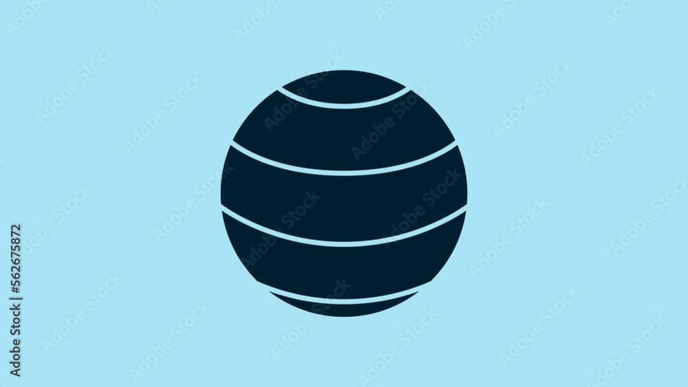 Blue Fitness ball icon isolated on blue background. Gym ball. 4K Video motion graphic animation Blue Fitness ball icon isolated on blue background. Gym ball. 4K Video motion graphic animation