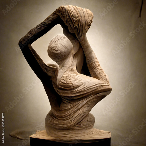 Abstract sculpture distorted body mental illness concept confusion