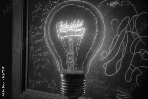 Digital illustration about light bulb.
Generative AI.