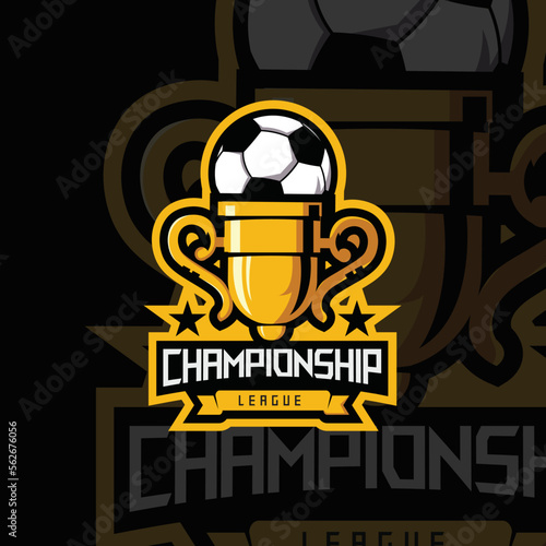 Vector football or soccer championship trophy logo design