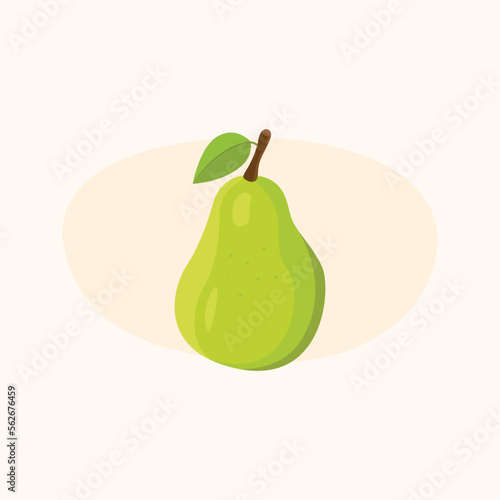 Fresh green pear drawing. Vector