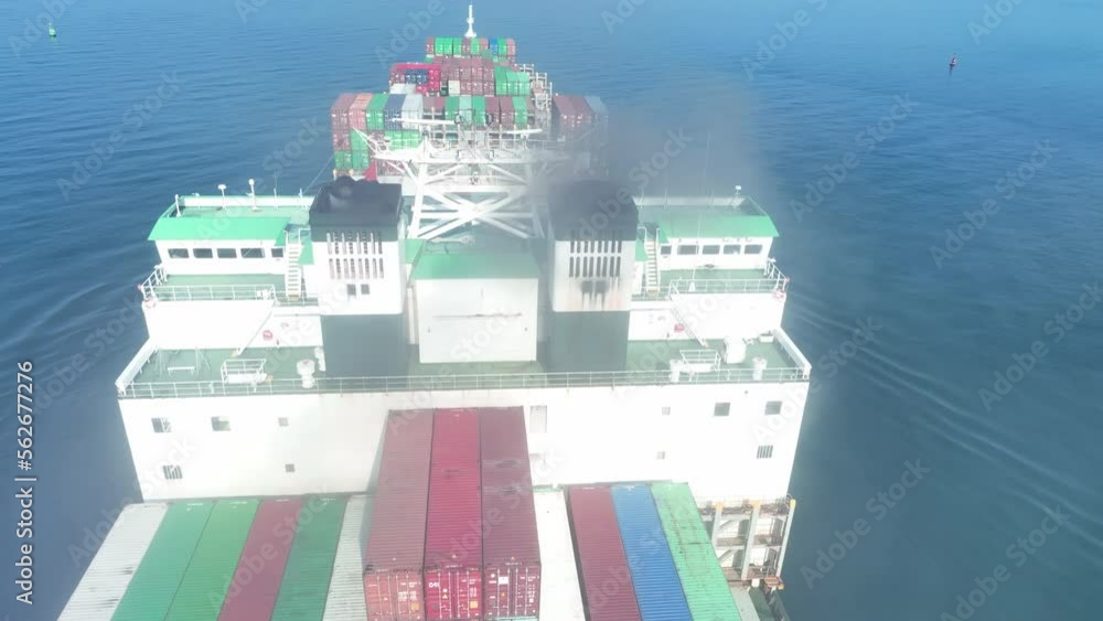 Smoke exhaust gas emissions from cargo lagre ship container ship,Marine