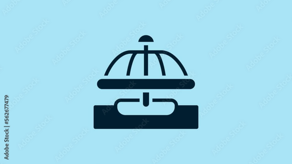 Blue Attraction carousel icon isolated on blue background. Amusement park. Childrens entertainment playground, recreation park. 4K Video motion graphic animation Blue Attraction carousel icon isolated on blue background. Amusement park. Childrens entertainment playground, recreation park. 4K Video motion graphic animation