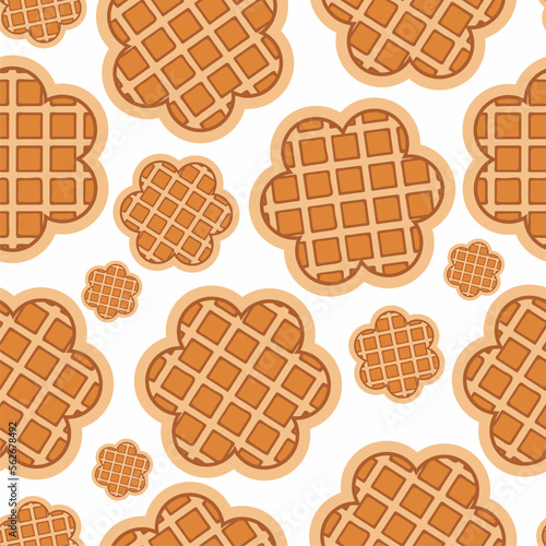 Waffles seamless pattern. Flowers shapes. Belgian desserts. Print, fabric, textile, wrapping paper.