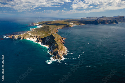 An aerial view of Cape Point and the Cape of Good Hope. Cape Town. Western Cape. South Africa