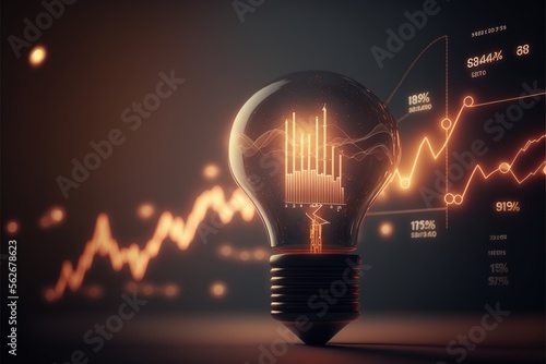 Digital illustration about light bulb.
Generative AI.