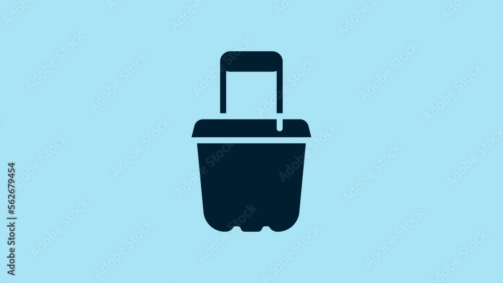 Blue Sand in bucket icon isolated on blue background. Plastic kid toy. Summer icon. 4K Video motion graphic animation Blue Sand in bucket icon isolated on blue background. Plastic kid toy. Summer icon. 4K Video motion graphic animation