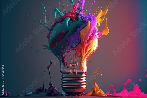 Digital illustration about light bulb. Generative AI.