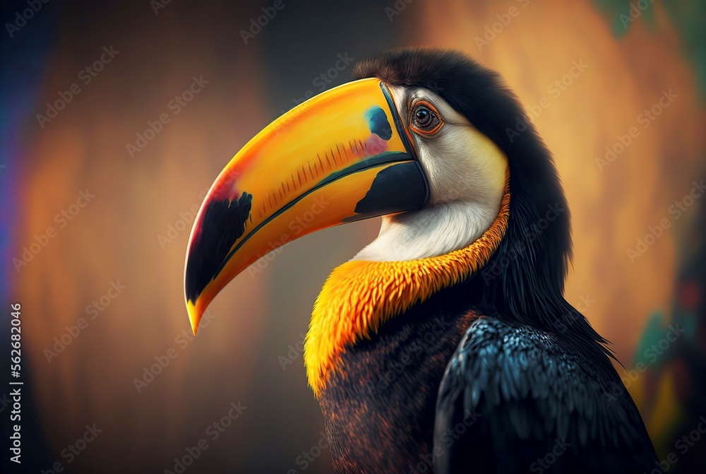 illustration of a cute exotic toucan. Generative AI.