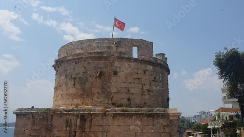 Old fort in Antalya, Turkey - View of the Hidirlik  Tower in Antalya  photo