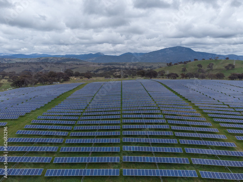 rows of solar panels on farm