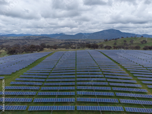 rows of solar panels on farm