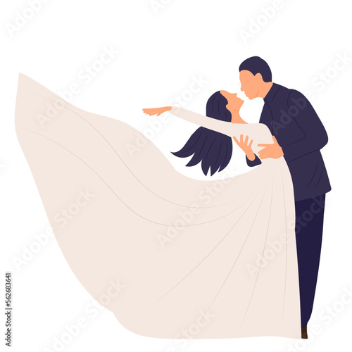 bride and groom in flat style, isolated vector