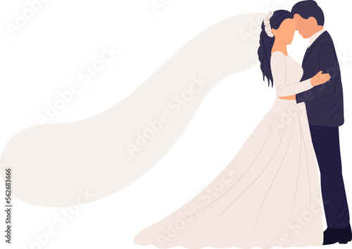 bride and groom in flat style, isolated