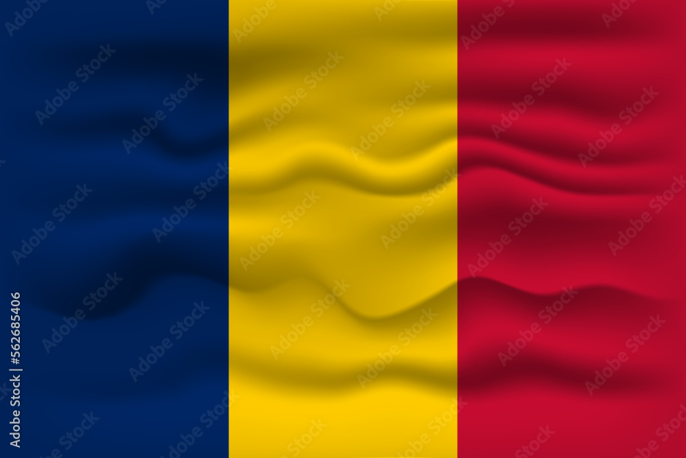Waving flag of the country Chad. Vector illustration.
