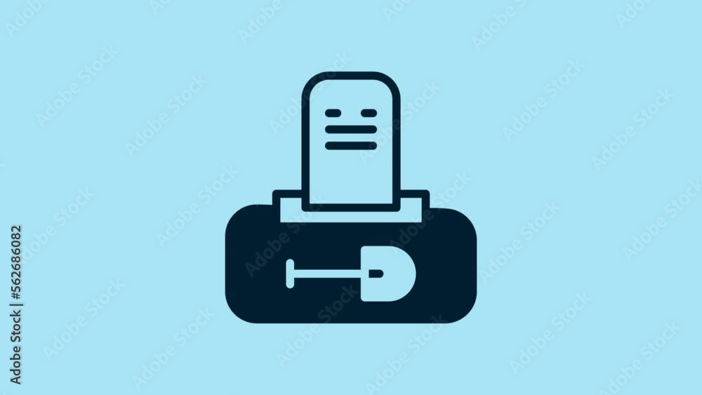 Blue Grave with tombstone icon isolated on blue background. 4K Video motion graphic animation Blue Grave with tombstone icon isolated on blue background. 4K Video motion graphic animation