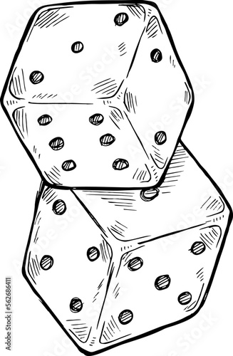 Sketch of dices icon , vector illustration