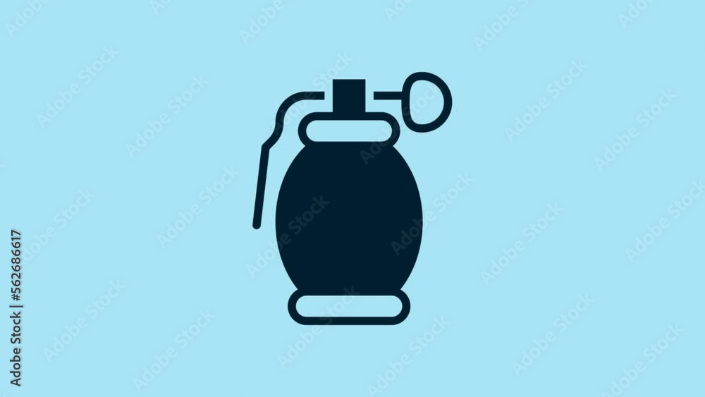 Blue Hand grenade icon isolated on blue background. Bomb explosion. 4K Video motion graphic animation Blue Hand grenade icon isolated on blue background. Bomb explosion. 4K Video motion graphic animation