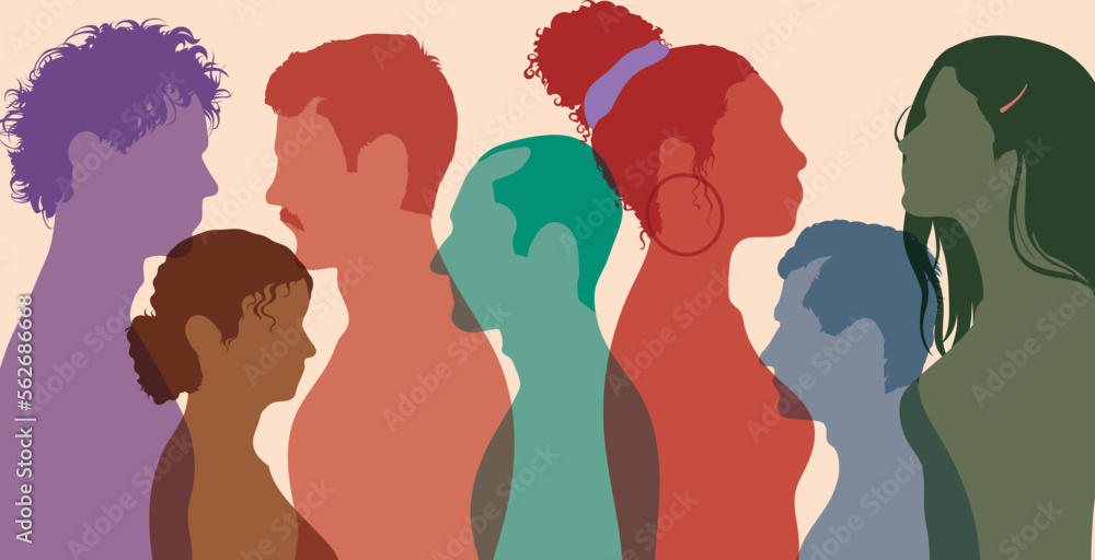 Psychology and psychiatry concept. Diversity people and Team. Patients. Flat vector illustration