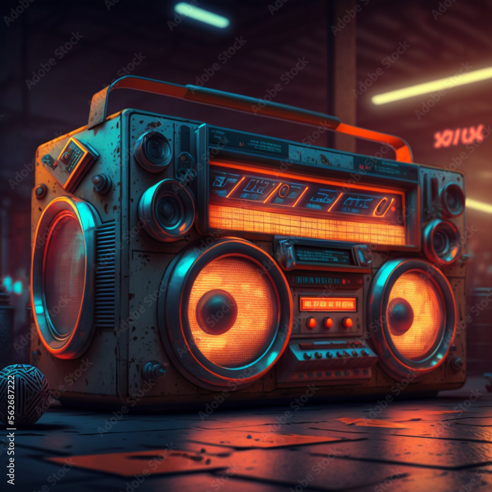 Fototapeta premium Retro sound system with speakers. Generative AI.