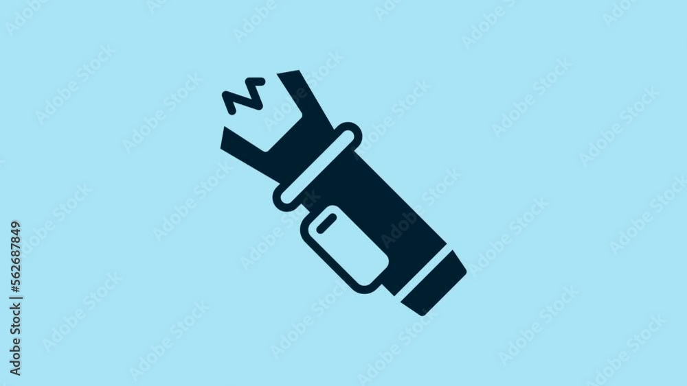 Blue Police electric shocker icon isolated on blue background. Shocker for protection. Taser is an electric weapon. 4K Video motion graphic animation Blue Police electric shocker icon isolated on blue background. Shocker for protection. Taser is an electric weapon. 4K Video motion graphic animation