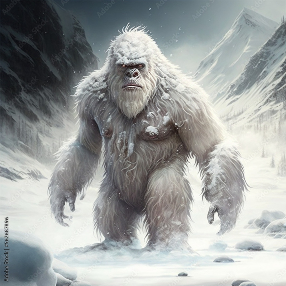 Yeti in the snow Yeti during winter. Generative AI. Yeti in the snow Yeti during winter. Generative AI.