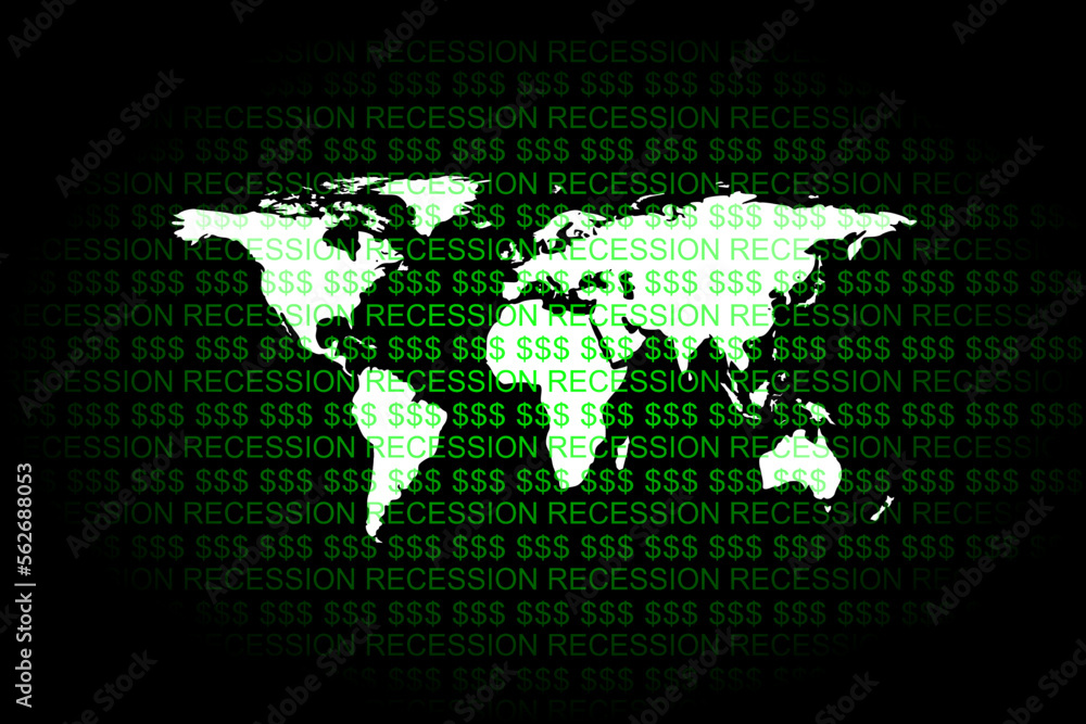 Vector background with inscription recession, weakening dollar, world economic crisis and decline in purchasing power Vector background with inscription recession, weakening dollar, world economic crisis and decline in purchasing power