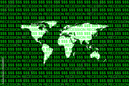 Vector background with dollar sign and inscription recession, weakening dollar, world economic crisis and decline in purchasing power