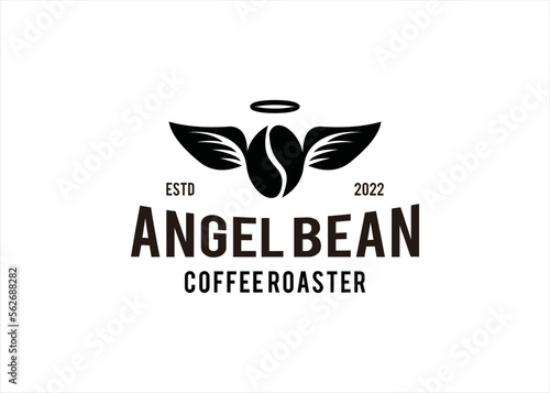 coffee logo design with angel wings concept