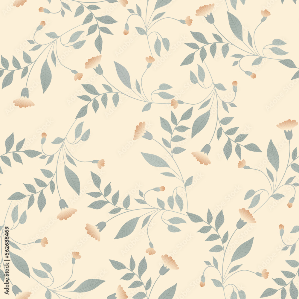 Seamless floral pattern based on traditional folk art ornaments. Colorful flowers on color background. Scandinavian style. Sweden nordic style. Vector illustration. Simple minimalistic pattern Seamless floral pattern based on traditional folk art ornaments. Colorful flowers on color background. Scandinavian style. Sweden nordic style. Vector illustration. Simple minimalistic pattern