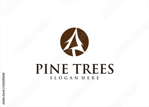 pine tree logo fire forest evergreen symbol