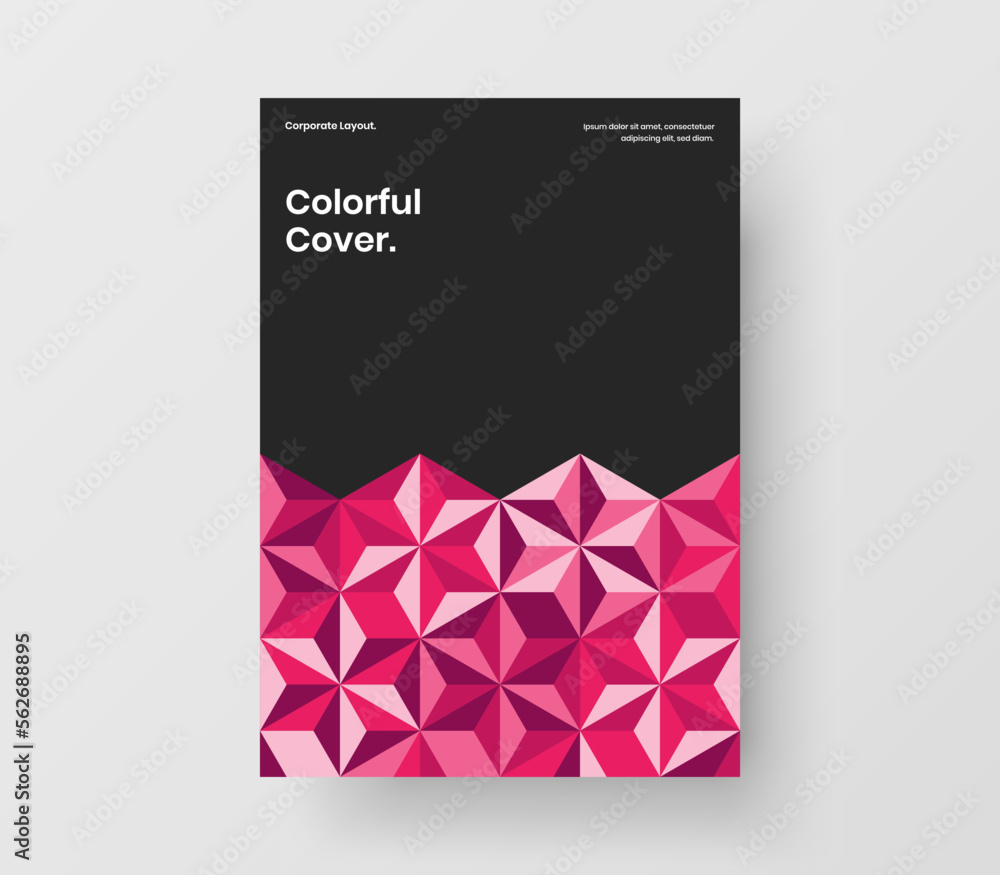Fototapeta premium Premium geometric tiles flyer template. Amazing corporate brochure design vector concept.