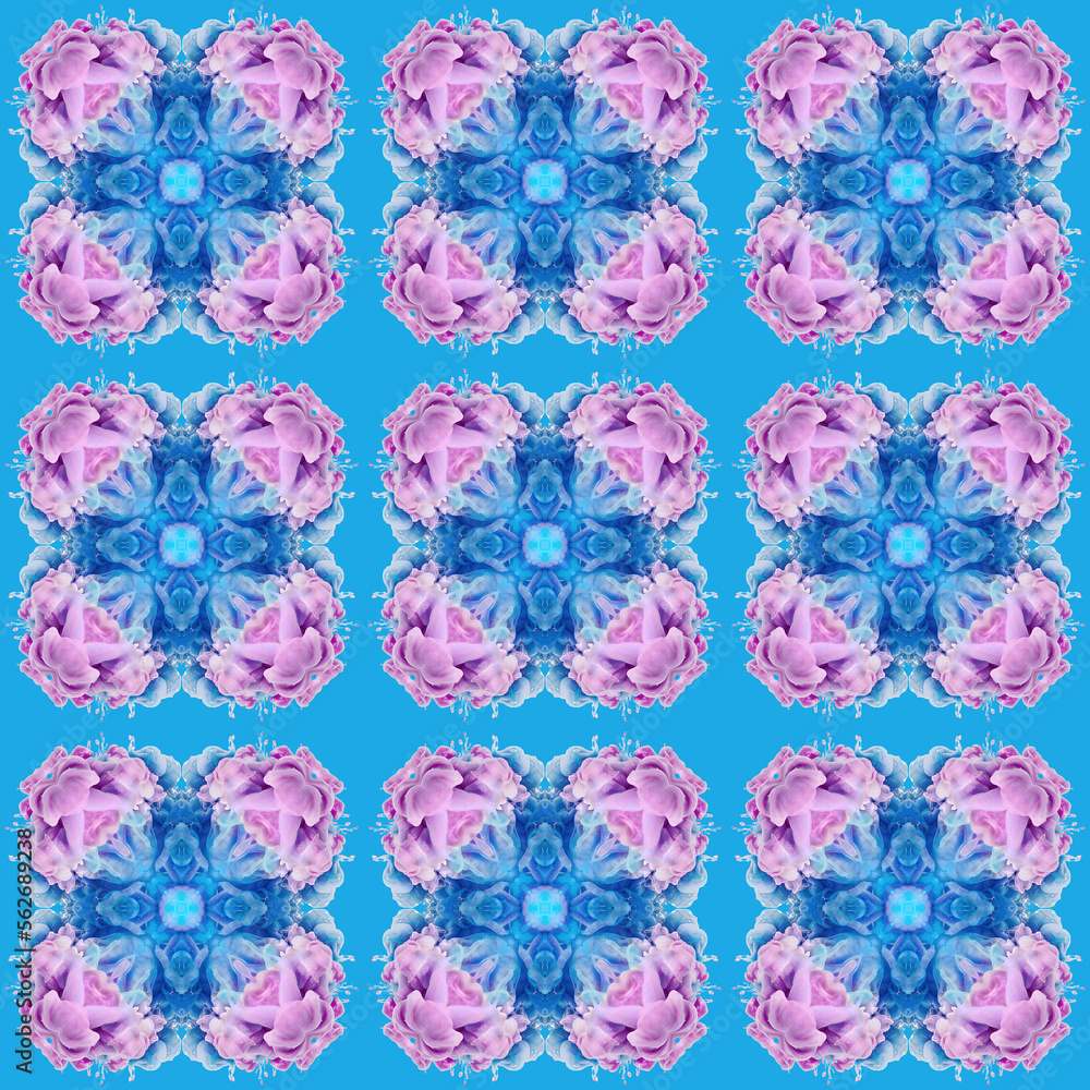 Tile. Pink and blue patterns.