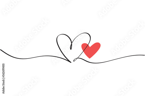 Vector lined heart shape on white background