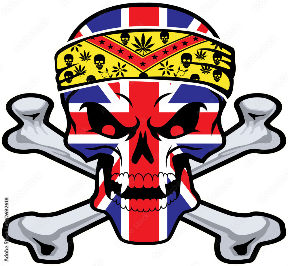 England Flag painted on a skull