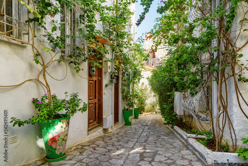 Fototapeta Naklejka Na Ścianę i Meble -  Awesome view of a cozy narrow street in Marmaris, Turkey