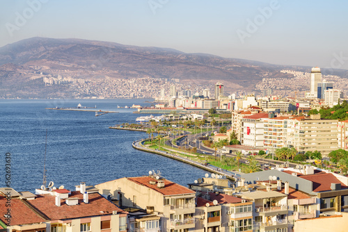 Fototapeta Naklejka Na Ścianę i Meble -  Awesome aerial view of scenic coastline of Izmir, Turkey