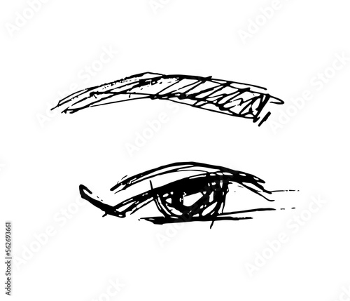 eye sketch. eyelash and eyebrow logo. permanent makeup sketch. beauty salon icon