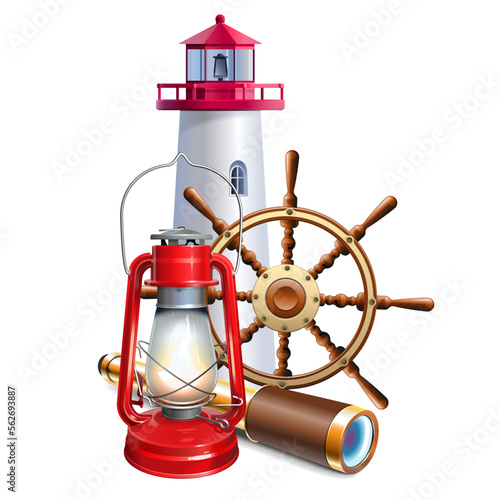Vector Lighthouse with Kerosene Lamp © dashadima