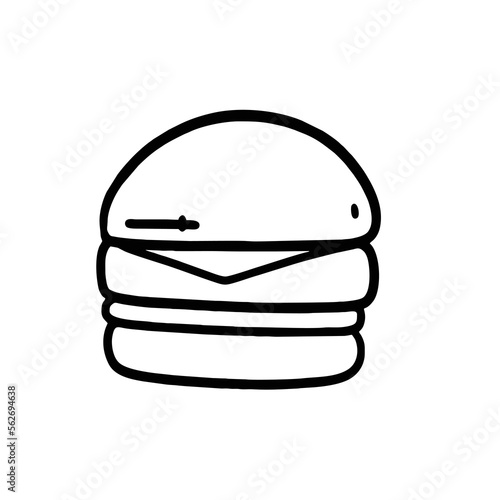Vector Illustration of Hand drawn Burger Outline for Coloring