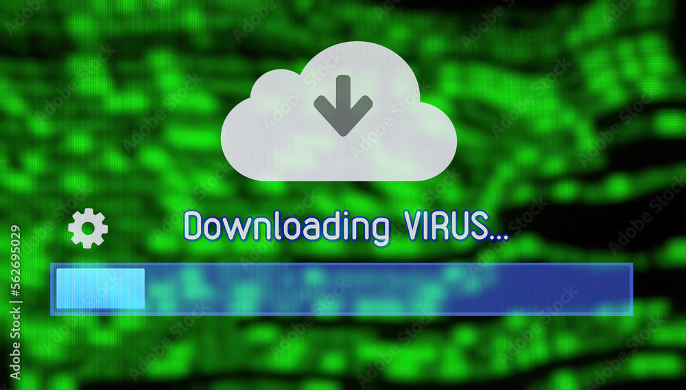 Ilustrace „Downloading a virus from the cloud, the process begins ...