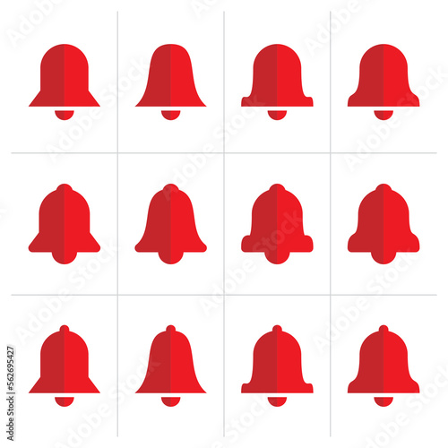 Notification red bell icon set. new message notification vector, white background design.