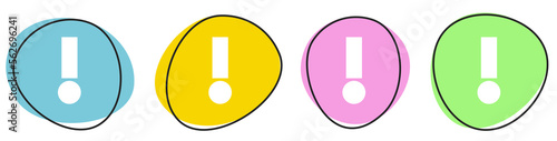 Banner mit 4 bunten Buttons: Warnung, Fehler oder Hinweis