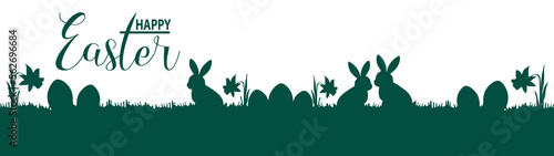 Photography Happy Easter banner holiday greeting card illustration - Green silhouette of eas