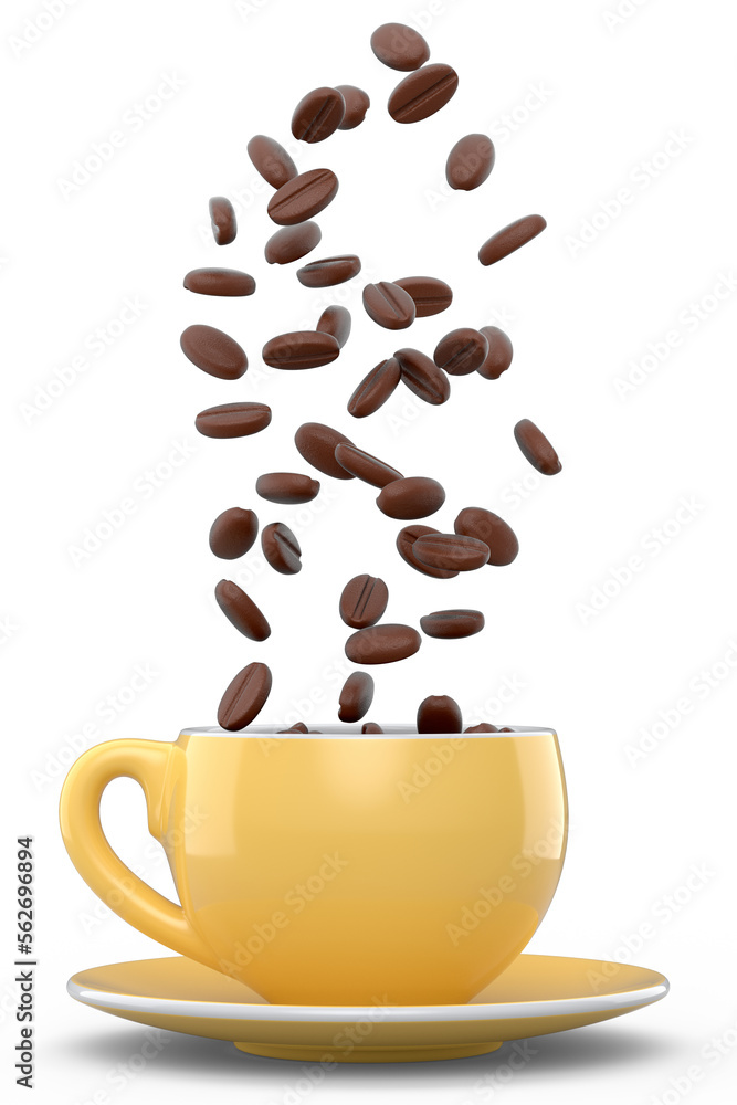 Obraz premium Ceramic coffee cup with coffee for americano, espresso, mocha, latte on white