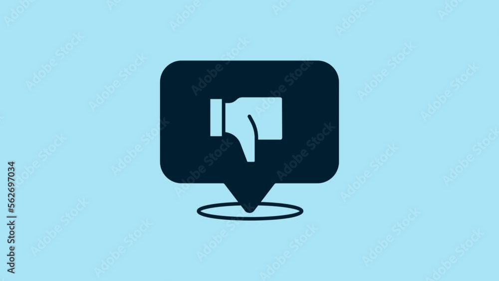 Blue Dislike in speech bubble icon isolated on blue background. 4K Video motion graphic animation Blue Dislike in speech bubble icon isolated on blue background. 4K Video motion graphic animation