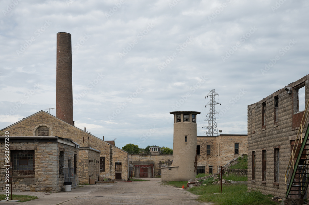 Fototapeta premium Detail of the courtyard of the old Joliet prison, famous on television